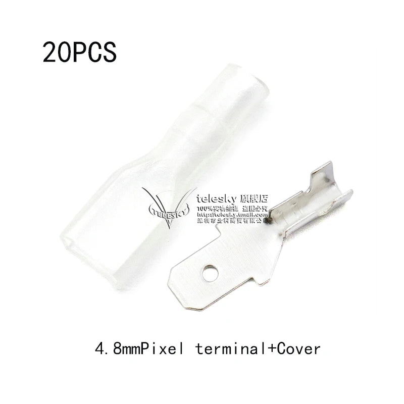 20pcs Insulated Spring Terminal Plugs 2.8/4.8/6.3mm Clear Cover Electrical Terminal Plugs Axl 4.8mm Insert