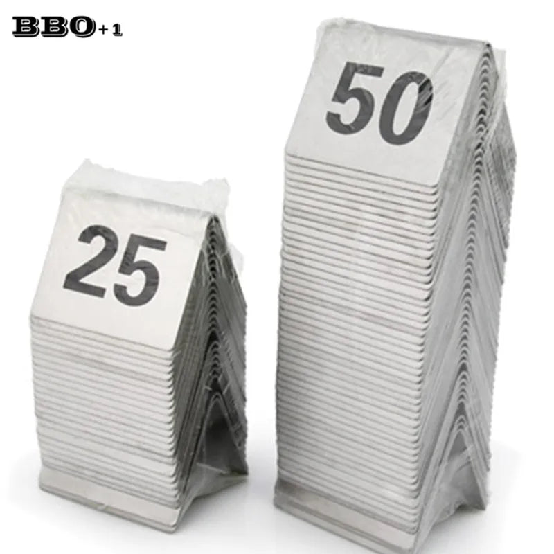 Stainless Steel Tent Table Numbers – Set of 25 or 50 Table Number Cards Axl