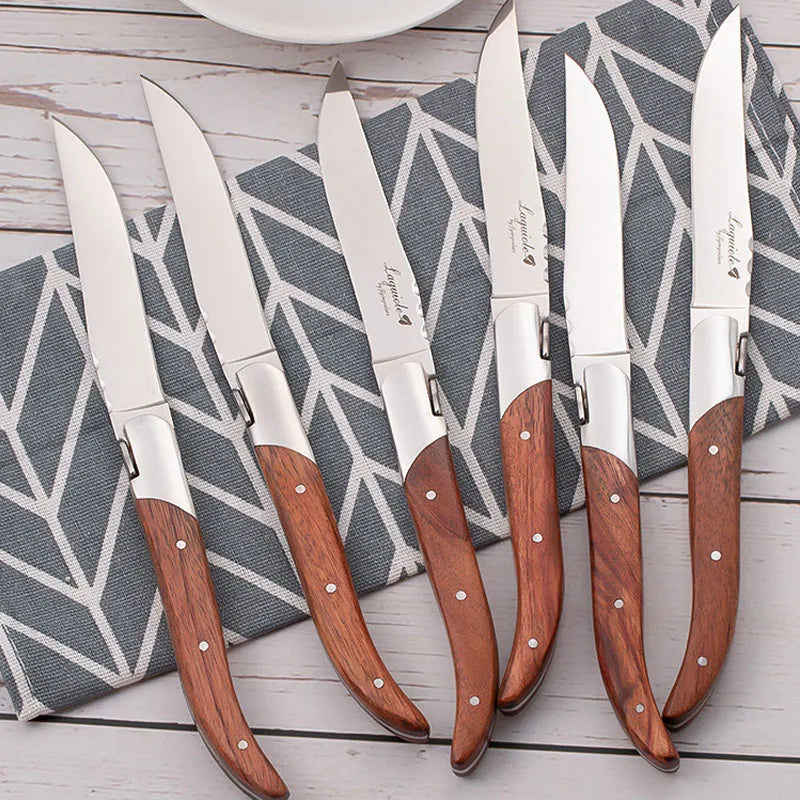 Laguiole Steak Knives Rosewood Handle Set 2–10 Pcs | 8.25" Steak Knife Set Axl