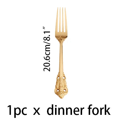 Gold Plated Stainless Steel Cutlery | Vintage Wedding Flatware Gold Plated Flatware Axl 20.6cm Dinner fork