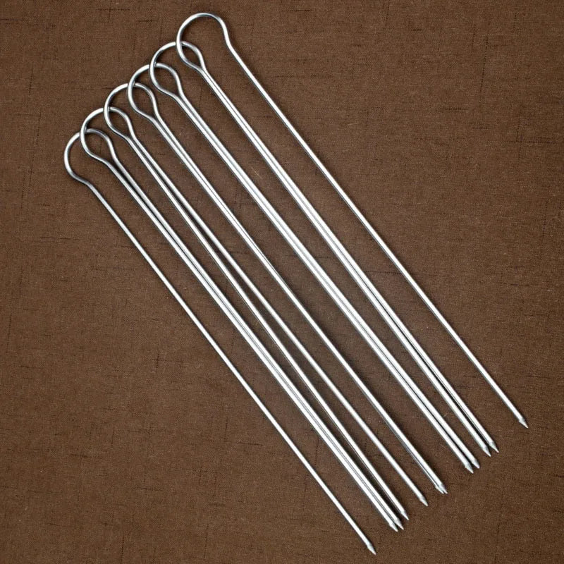 Double-Pronged Stainless Steel BBQ Skewers – 12" U-Shape Set BBQ Grill Skewers Axl