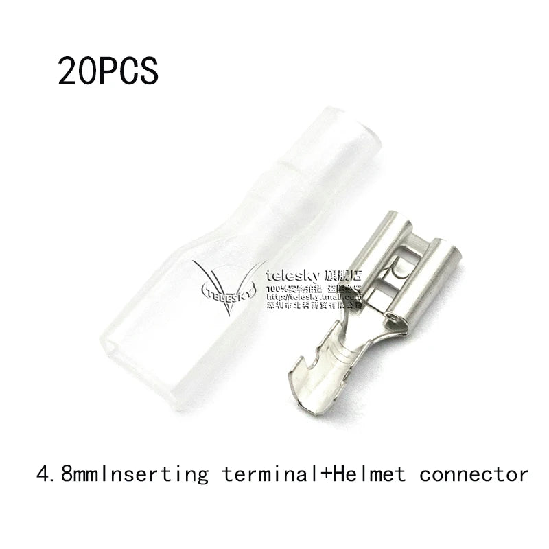 20pcs Insulated Spring Terminal Plugs 2.8/4.8/6.3mm Clear Cover Electrical Terminal Plugs Axl 4.8mm Plug spring