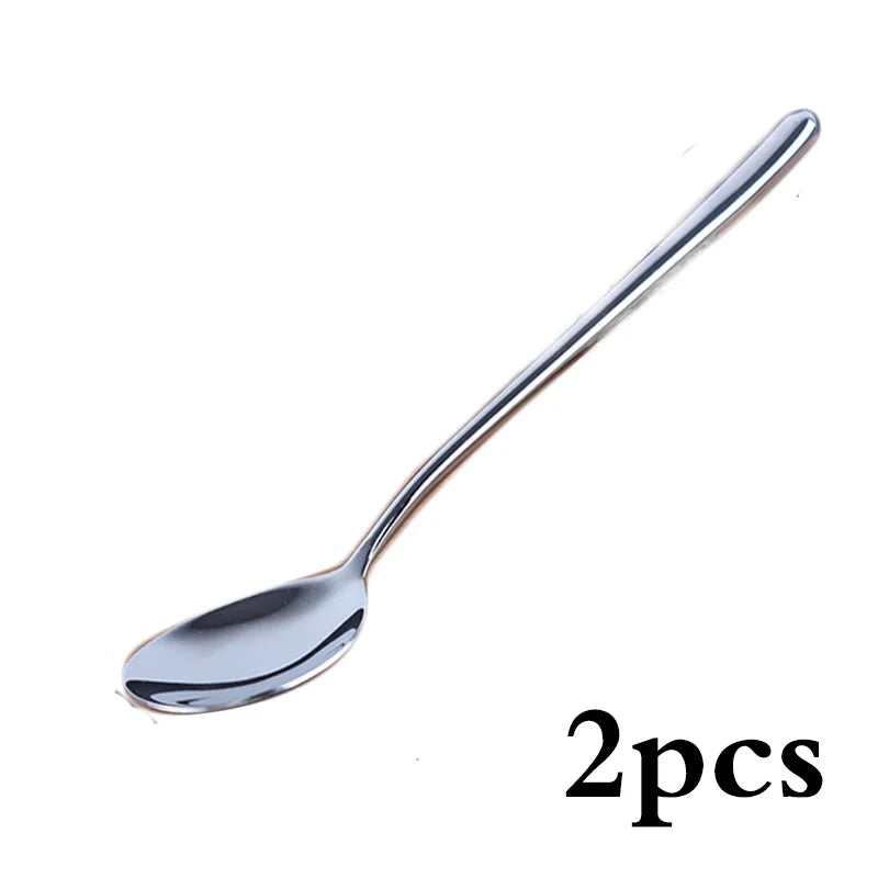 Korean Soup Spoons Stainless Steel Long Handle | 2/6/10 Pack Soup Spoon Set Axl 2 pcs