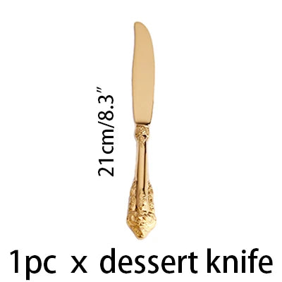 Gold Plated Stainless Steel Cutlery | Vintage Wedding Flatware Gold Plated Flatware Axl 21cm Dessert knife