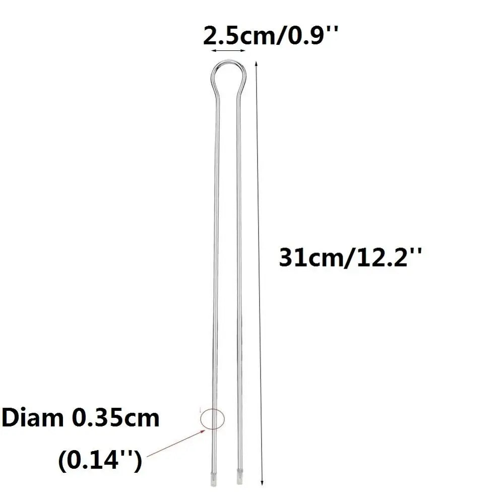 Double-Pronged Stainless Steel BBQ Skewers – 12" U-Shape Set BBQ Grill Skewers Axl