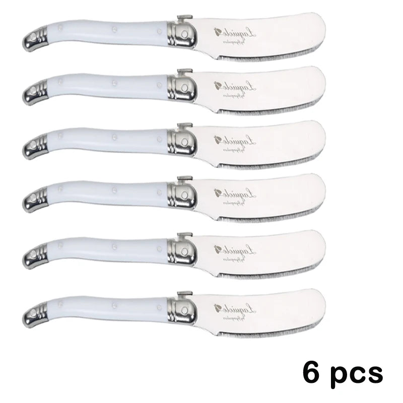 4-Piece Stainless Steel Butter & Cheese Spreader Knife Set Spreader Knife Set Axl 6 pcs white