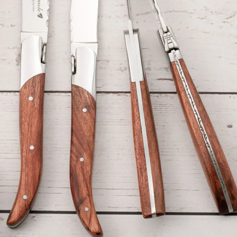 Laguiole Steak Knives Rosewood Handle Set 2–10 Pcs | 8.25" Steak Knife Set Axl