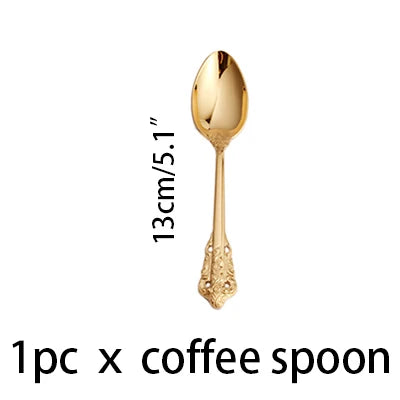 Gold Plated Stainless Steel Cutlery | Vintage Wedding Flatware Gold Plated Flatware Axl 13cm Coffee spoon