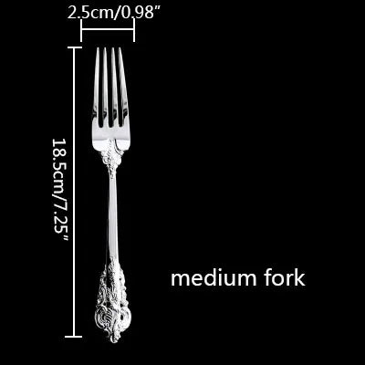 Silver Plated Luxury Cutlery – Engraved Flatware Knife Fork Spoon Silver Plated Flatware Axl Medium fork