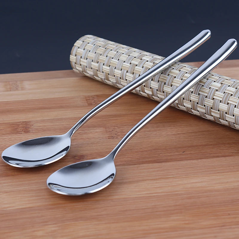 Korean Soup Spoons Stainless Steel Long Handle | 2/6/10 Pack Soup Spoon Set Axl