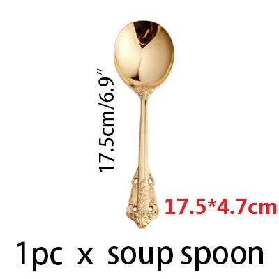 Gold Plated Stainless Steel Cutlery | Vintage Wedding Flatware Gold Plated Flatware Axl 17.5cm S Soup Spoon
