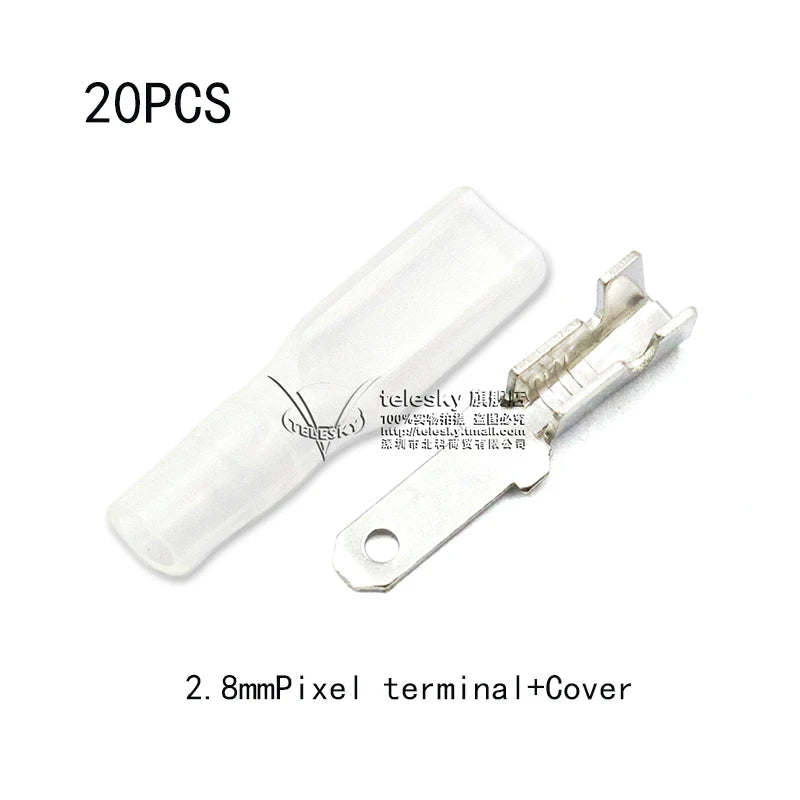 20pcs Insulated Spring Terminal Plugs 2.8/4.8/6.3mm Clear Cover Electrical Terminal Plugs Axl 2.8mm Insert