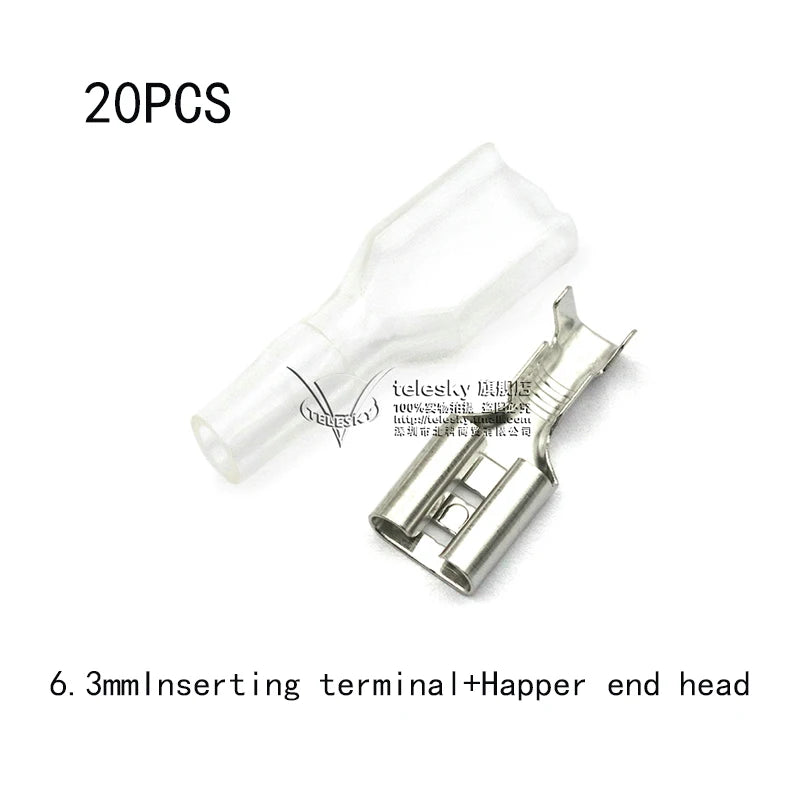20pcs Insulated Spring Terminal Plugs 2.8/4.8/6.3mm Clear Cover Electrical Terminal Plugs Axl 6.3mm Plug spring