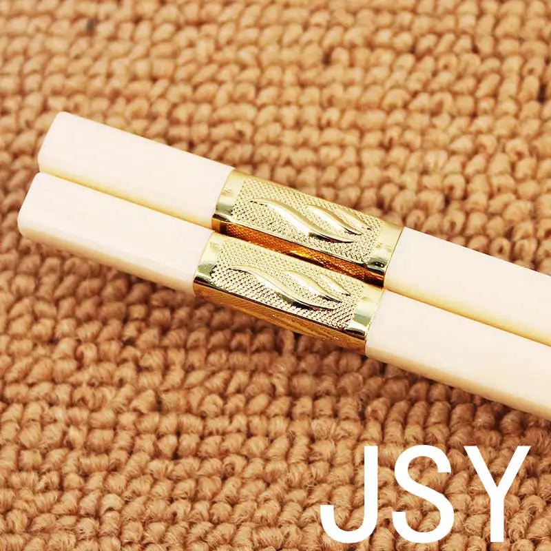 5 Pairs Korean Square Chopsticks – Reusable Alloy White Gold Reusable Chopstick Set Axl JSY