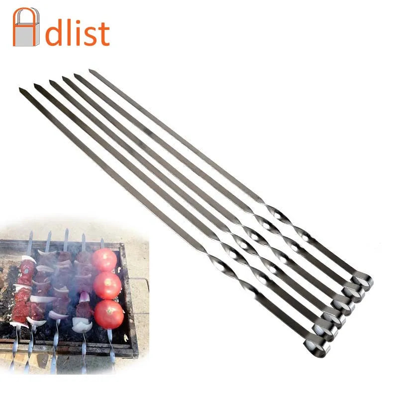 Stainless Steel Flat BBQ Skewers 55cm – Kabob Set 6–12 Pcs BBQ Skewer Set Axl