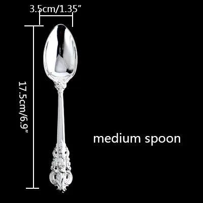Silver Plated Luxury Cutlery – Engraved Flatware Knife Fork Spoon Silver Plated Flatware Axl Medium spoon