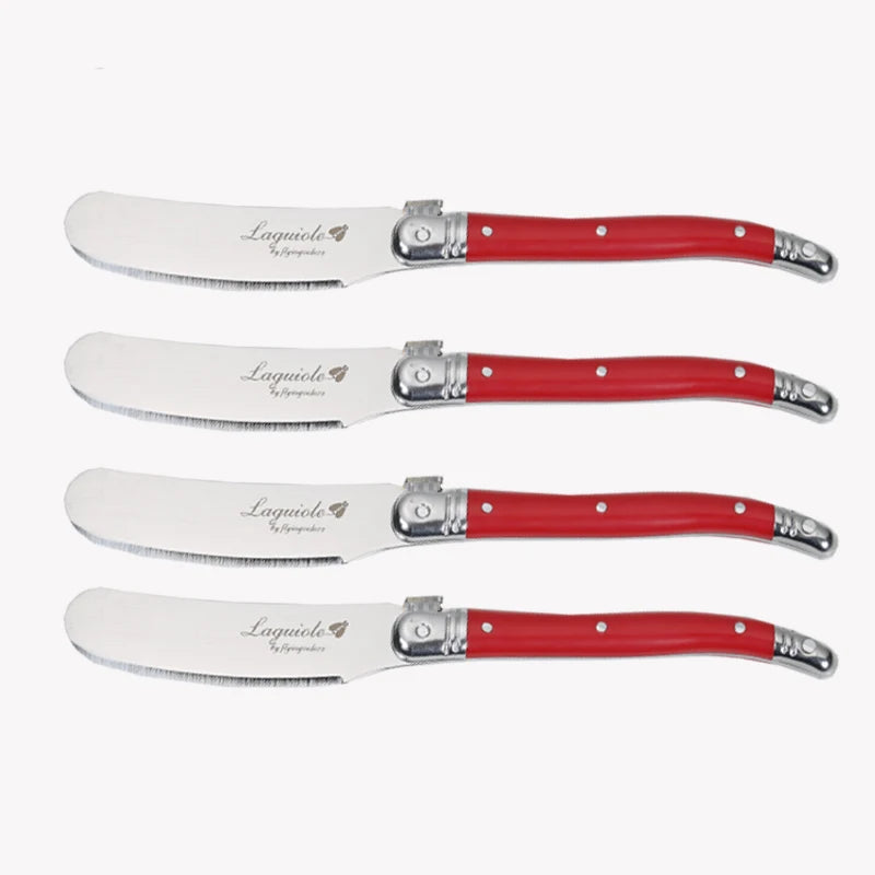 Laguiole-Style Butter & Cheese Spreader Set 4-6 Pcs | Rainbow Cheese Spreader Set Axl 4pcs Red