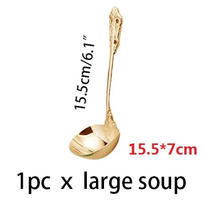 Gold Plated Stainless Steel Cutlery | Vintage Wedding Flatware Gold Plated Flatware Axl 15.5cm L Soup Spoon