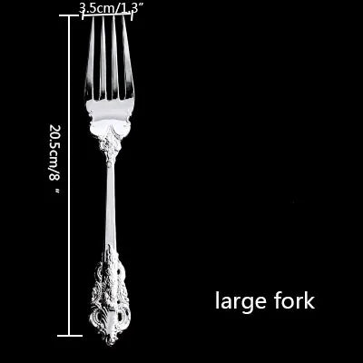 Silver Plated Luxury Cutlery – Engraved Flatware Knife Fork Spoon Silver Plated Flatware Axl Large fork