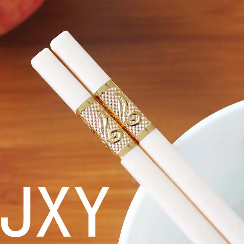 5 Pairs Korean Square Chopsticks – Reusable Alloy White Gold Reusable Chopstick Set Axl JXY