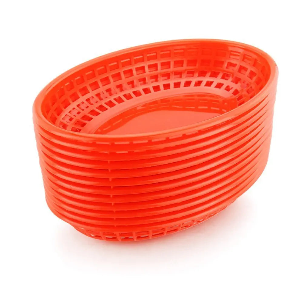 Oval Plastic Food Baskets 6–12 Pcs | Restaurant Serving Trays Food Serving Baskets Axl