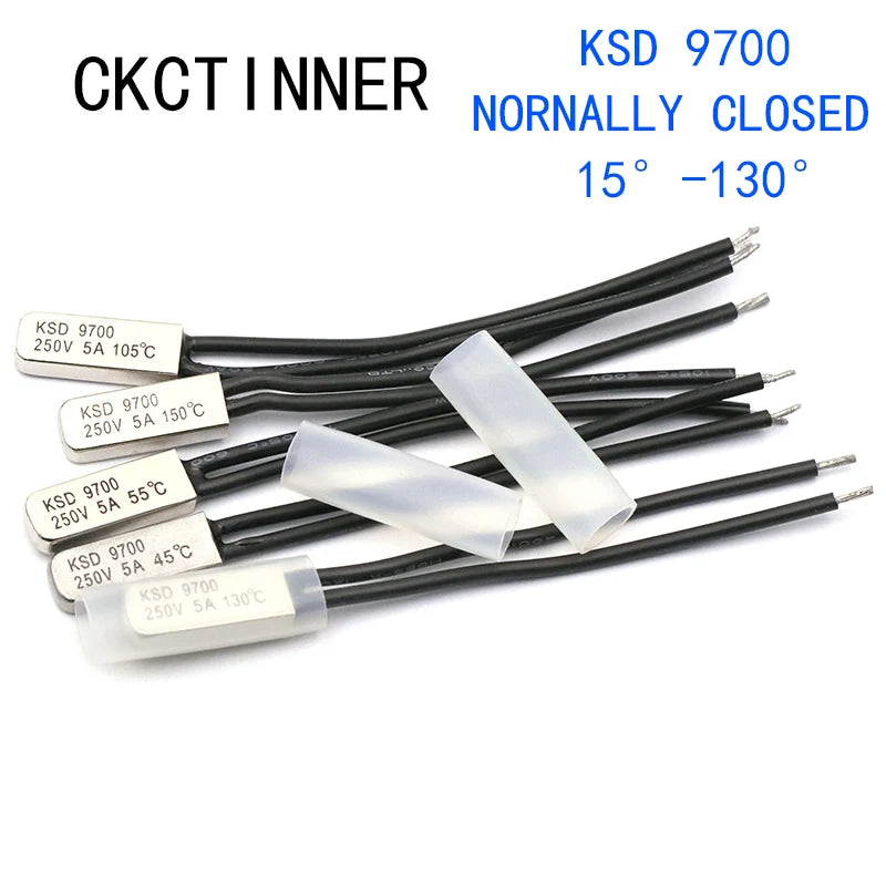 KSD9700 Bimetal Disc Thermal Switch 250V 5A Normally Closed Thermal Thermostat Switch Axl 15 degree