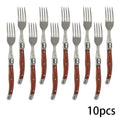 Laguiole Wood Handle Steak Forks Set – 8.5" Stainless Steel Steak Fork Set Axl 10pcs fork