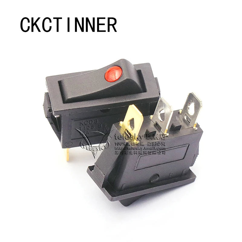 KCD3 Rocker Switch 15A–30A 250V 3-Pin | 6 Colors Rocker Switch Axl Black Red