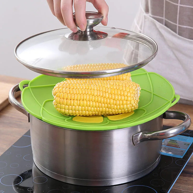 KEMORELA Silicone Spill Stopper Lid – Flower Pot & Pan Cover Silicone Pot Lid Axl