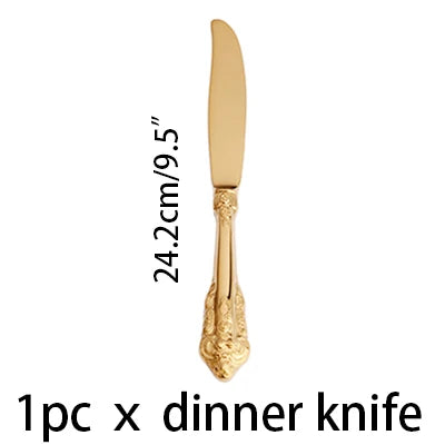 Gold Plated Stainless Steel Cutlery | Vintage Wedding Flatware Gold Plated Flatware Axl 24.2cm Dinner knife