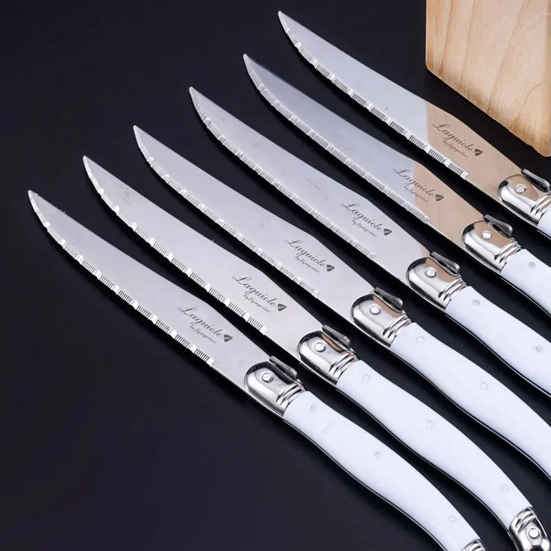 Laguiole-Style Steak Knife Set 6–8 Pcs | Colorful Flatware Steak Knife Set Axl