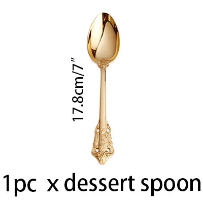 Gold Plated Stainless Steel Cutlery | Vintage Wedding Flatware Gold Plated Flatware Axl 17.8 Dessert spoon