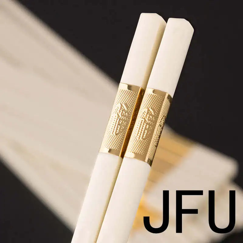 5 Pairs Korean Square Chopsticks – Reusable Alloy White Gold Reusable Chopstick Set Axl JFU