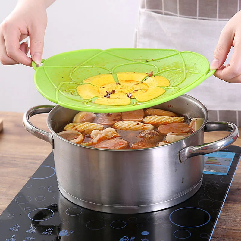 KEMORELA Silicone Spill Stopper Lid – Flower Pot & Pan Cover Silicone Pot Lid Axl