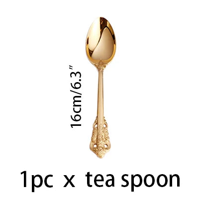 Gold Plated Stainless Steel Cutlery | Vintage Wedding Flatware Gold Plated Flatware Axl 16cm Tea spoon