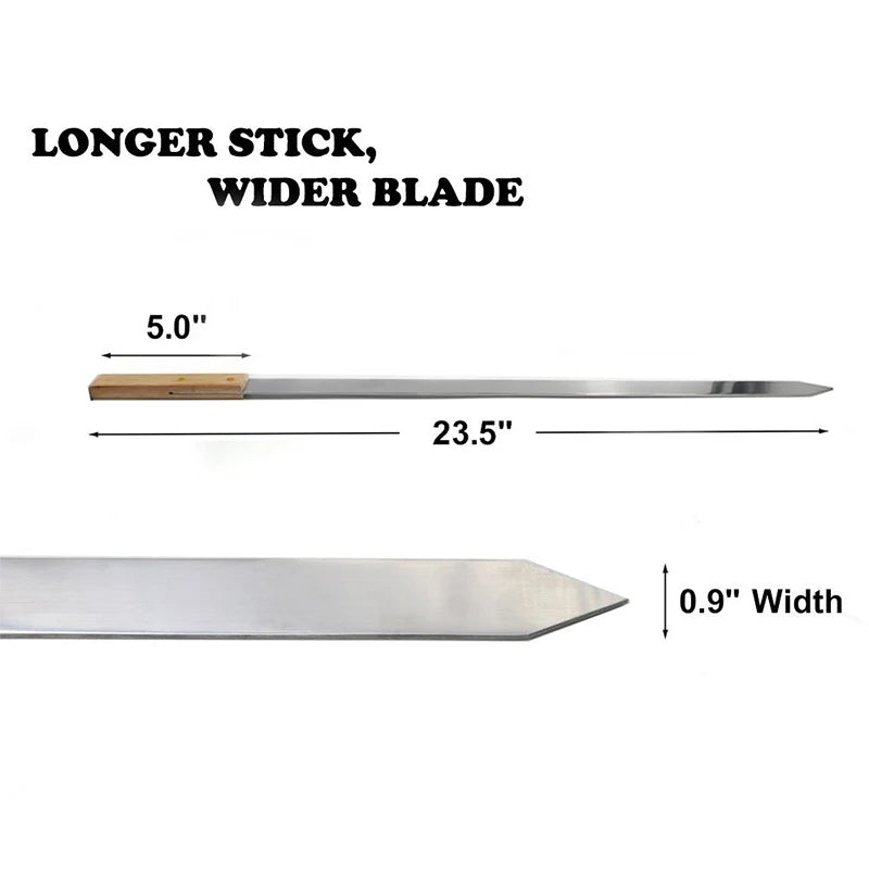 23.5" Stainless Steel BBQ Skewers with Oak Wood Handle | 2-8pc BBQ Kebab Skewers Axl