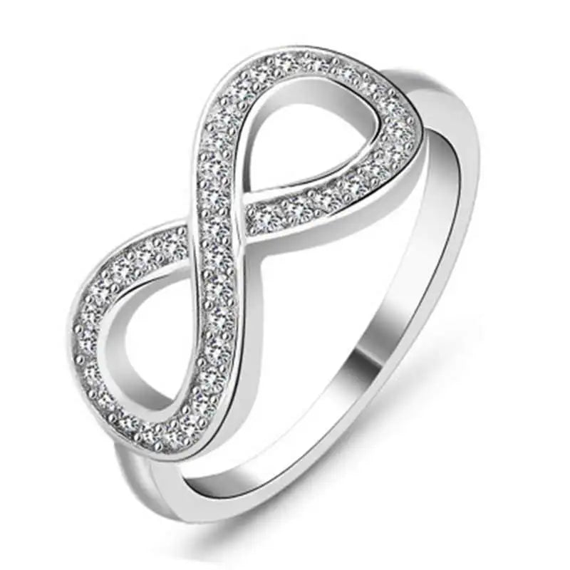 Huitan Infinity Ring Women – Cubic Zirconia Figure-8 Band Fashion Ring Axl