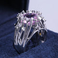 Huitan Pink Stone Twig Band Ring | Women's Fashion Jewelry Fashion Ring Axl Pink Silver Plated 6