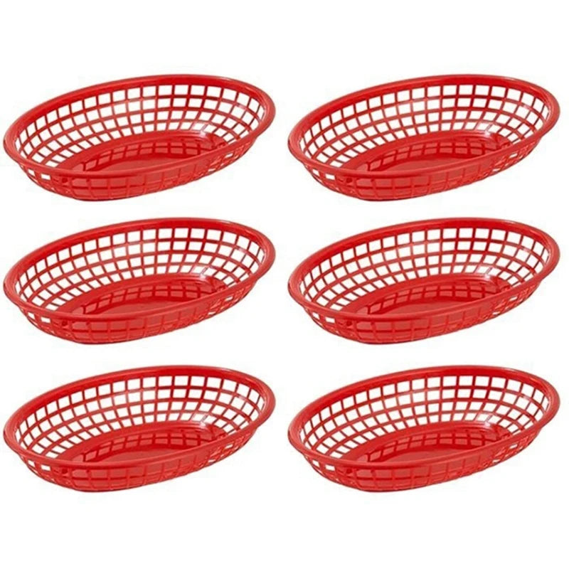 Reusable Plastic Oval Food Serving Baskets – 6, 10 or 24 Pack Food Serving Basket Axl