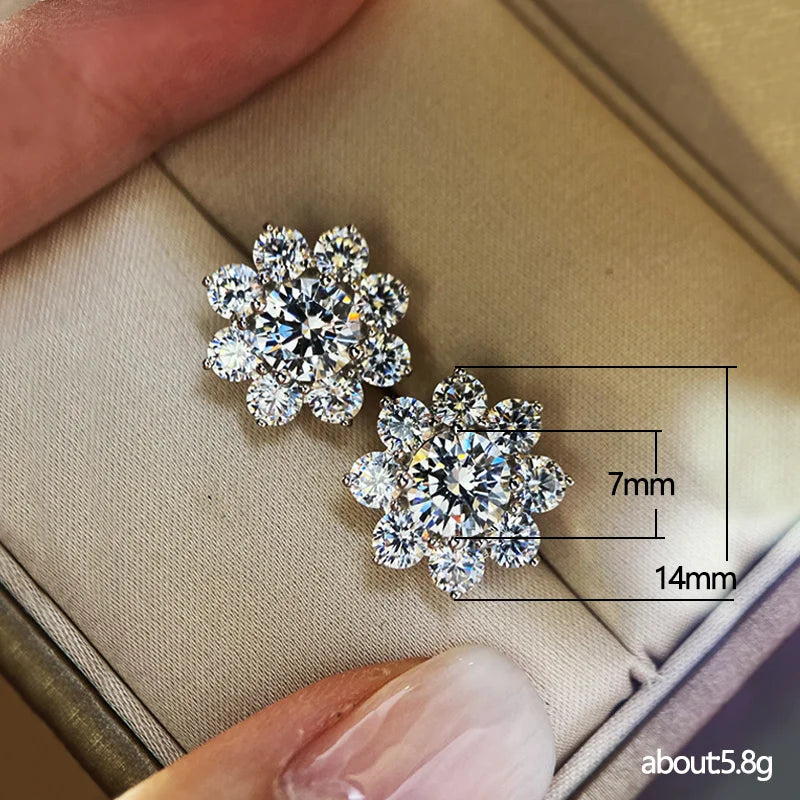 Huitan Crystal Flower Stud Earrings | Cubic Zirconia Women Crystal Stud Earrings Axl