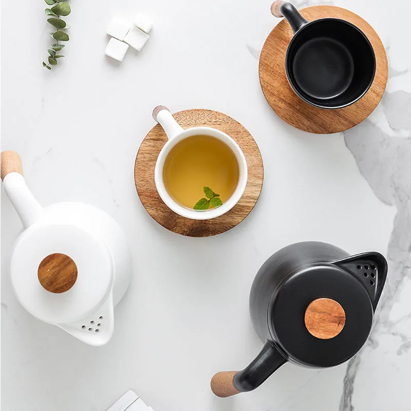 Japanese Ceramic Tea Set – Wooden Handle Teapot & Cup | KEMORELA Ceramic Tea Set Axl