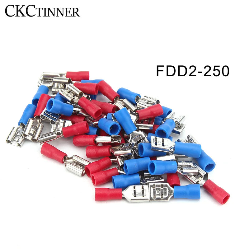100 Pcs FDD2-250 Female Insulated Crimp Terminals 1.5–2.5mm² Crimp Wire Terminals Axl