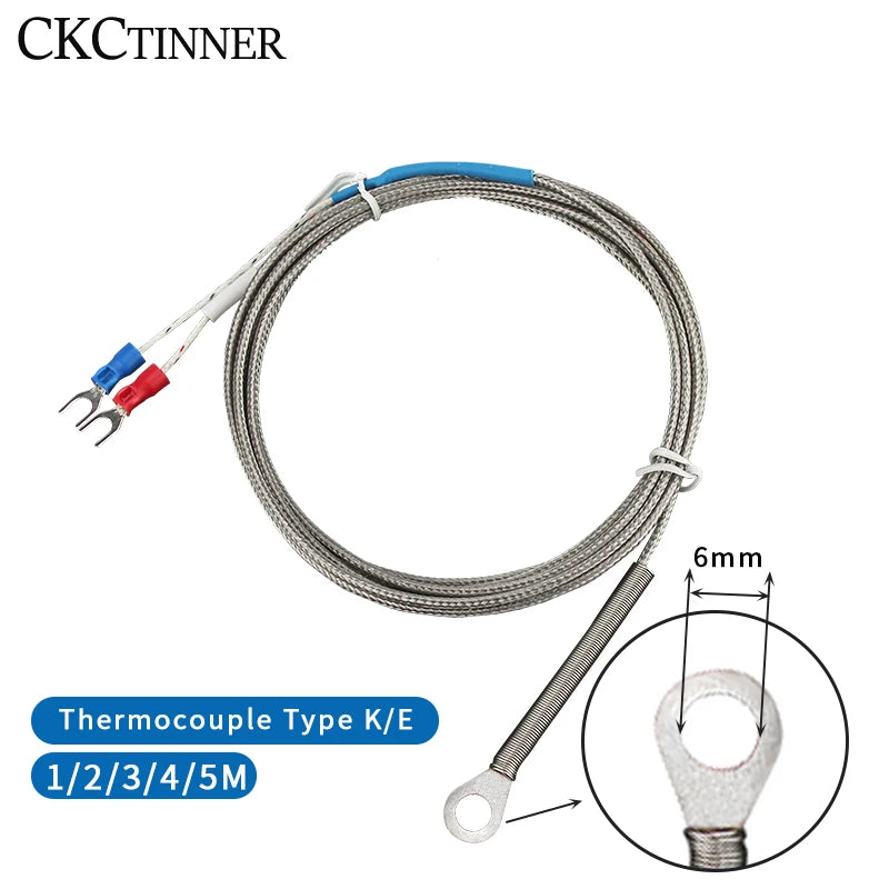 6mm Washer K/E Type Thermocouple Temperature Sensor Probe Thermocouple Sensor Probe Axl K Type 1M