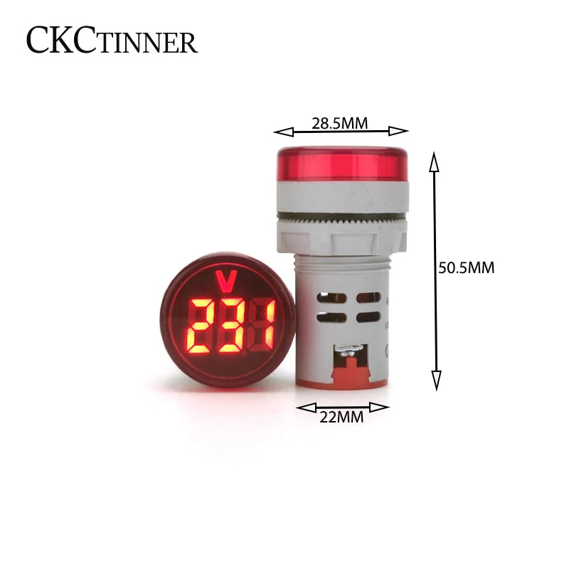 22MM Mini Digital Voltmeter AC 20-500V LED Panel Indicator Digital Panel Voltmeter Axl red