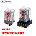 MK2P Electromagnetic Relay + PF083A Socket 8-Pin DC/AC Electromagnetic Relay Axl DC12V