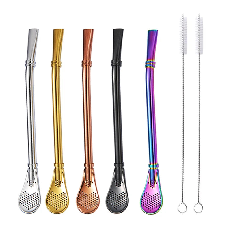 2-Pack Yerba Mate Bombilla Stainless Steel Straw & Tea Filter Mate Bombilla Straw Axl