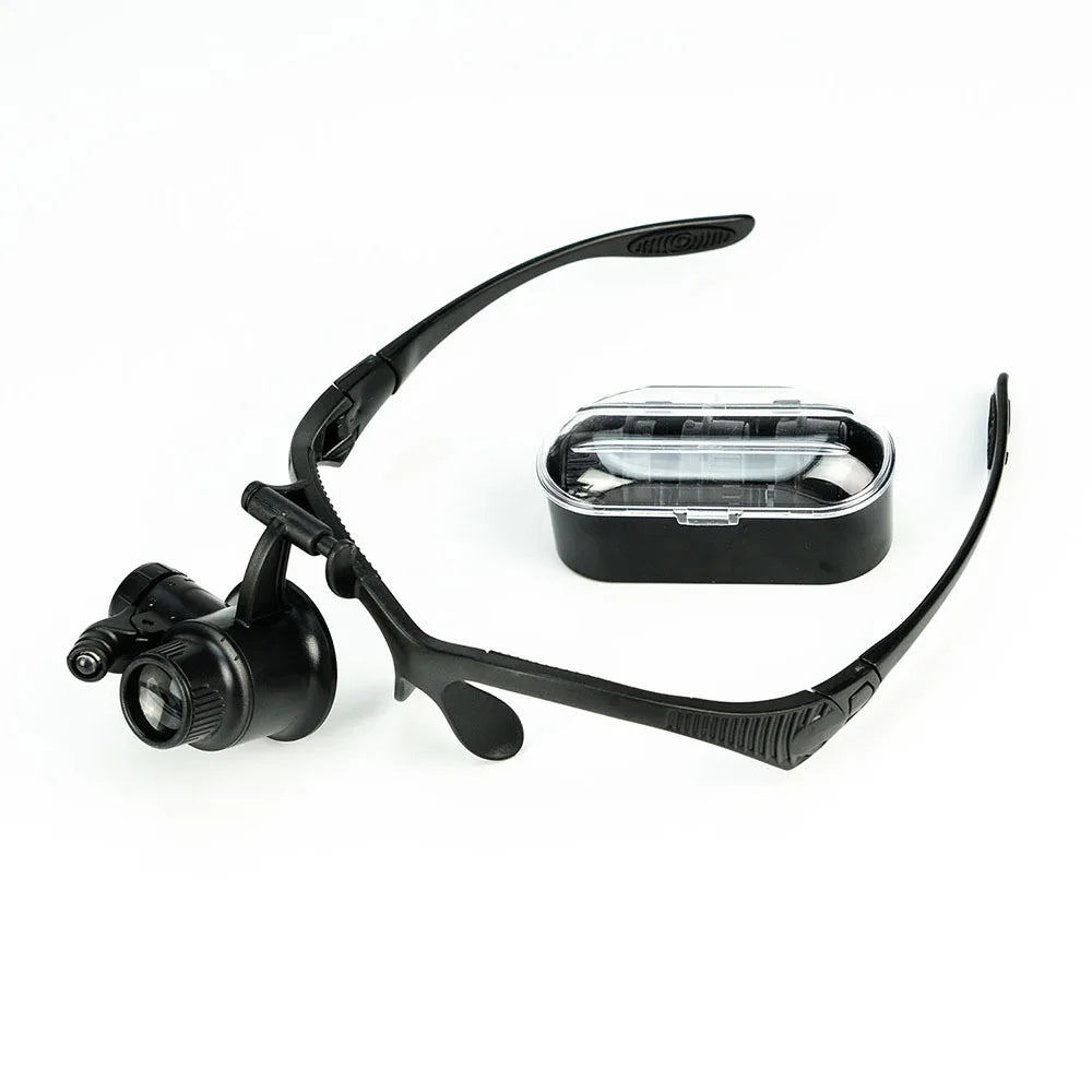 Headband Magnifying Glasses 10X–25X LED Loupe Replaceable Lens Headband Magnifier Loupe Axl 10X 15X 20X 25X