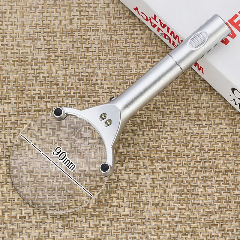 2.5X 6X LED Handheld Magnifying Glass – Rimless Dual Lens Loupe LED Handheld Magnifier Axl