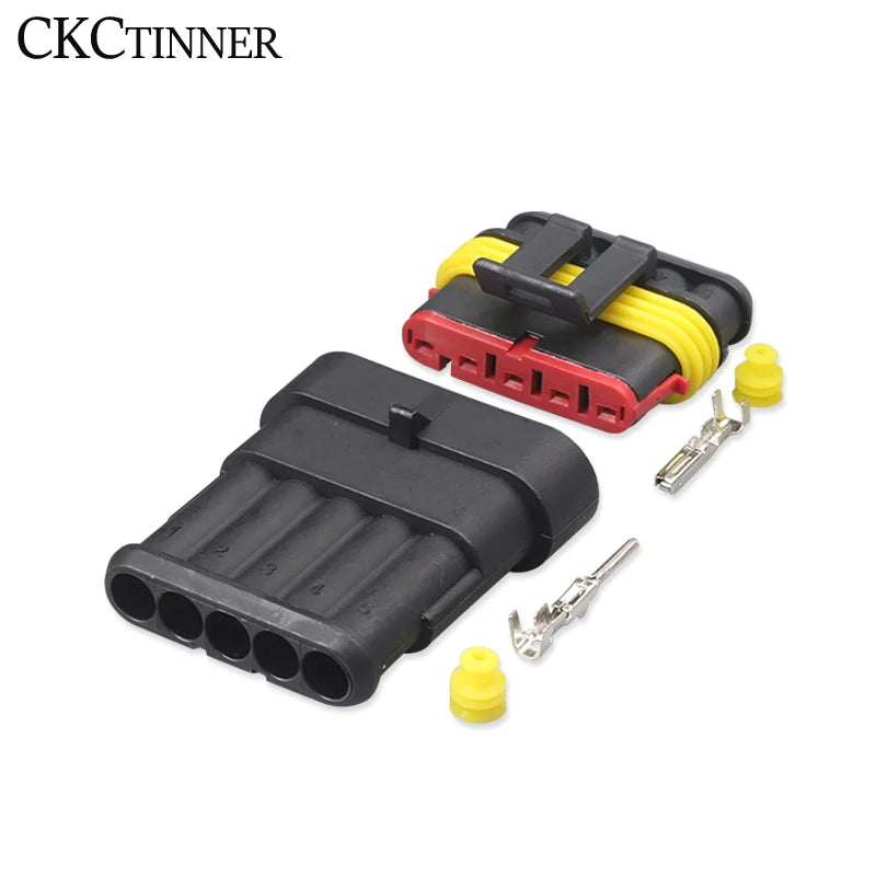 5-Pack Waterproof Automotive Wire Connectors – Male & Female Plug Automotive Wire Connector Axl