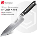 Sunnecko 8" Damascus Chef's Knife – 73 Layer VG10 G10 Handle Damascus Chef's Knife Axl Australia 8 inch
